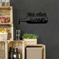 Decoratiune de perete, They Whine I Wine, Metal, Dimensiune: 67 x 28 cm, Negru