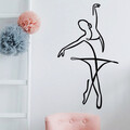 Decoratiune de perete, Ballerina 3, Metal, 70 x 41 cm, Negru
