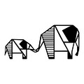 Decoratiune de perete, Elephant 3, Metal, Dimensiune: 55 x 25 cm, Negru