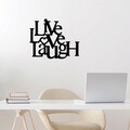 Decoratiune de perete, Live-Love-Laugh, Metal, Dimensiune: 68 x 1,5 x 66 cm, Negru