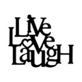 Decoratiune de perete, Live-Love-Laugh, Metal, Dimensiune: 68 x 1,5 x 66 cm, Negru