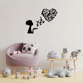 Decoratiune de perete, Birds Woman Heart, Metal, Dimensiune: 63 x 50 cm, Negru