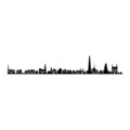 Decoratiune de perete, Antwerp Skyline, Metal, Dimensiune: 120 x 0,15 x 19 cm, Negru