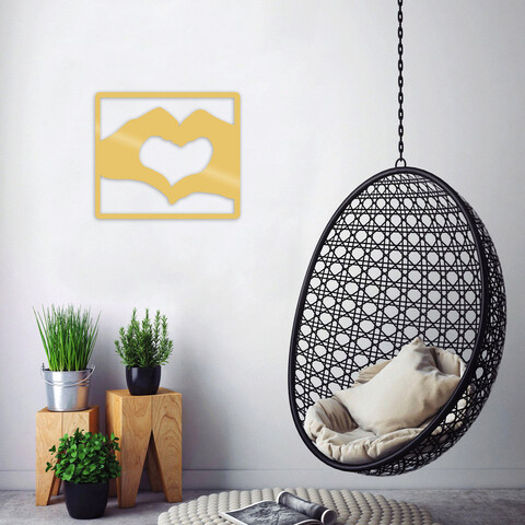 Decoratiune de perete, Love, Metal, Dimensiune: 50 x 44 cm, Auriu