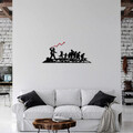 Decoratiune de perete, Banksy, Metal, 30 x 70 cm, Negru/Rosu
