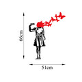 Decoratiune de perete, Banksy, Metal, Dimensiune: 66 x 51 cm, Negru/Rosu
