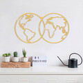 Decoratiune de perete, World Map Metal Decor, Metal, Dimensiune: 60 x 34 cm, Auriu
