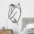 Decoratiune de perete, Woman 2, Metal, 70 x 38 cm, Negru
