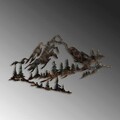 Decoratiune de perete, Mountain, Metal, 70 x 40 cm, Multicolor