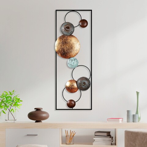 Decoratiune de perete, Textured, Metal, 90 x 32 x 4 cm, Multicolor