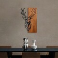 Decoratiune de perete, Red Deer 1, Lemn/metal, Dimensiune: 36 x 58 cm, Nuc / Negru