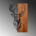 Decoratiune de perete, Red Deer 1, Lemn/metal, Dimensiune: 36 x 58 cm, Nuc / Negru