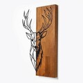 Decoratiune de perete, Red Deer 1, Lemn/metal, Dimensiune: 36 x 58 cm, Nuc / Negru