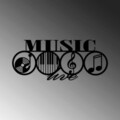 Decoratiune de perete, Music, Metal, 70 x 29 cm, Negru