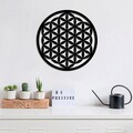 Decoratiune de perete, Flower Of Life 3, Metal, Dimensiune: 48 x 48 cm, Negru