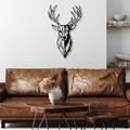 Decoratiune de perete, Red Deer 2, Metal, Dimensiune: 42 x 70 cm, Negru