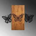 Decoratiune de perete, Butterflies 2, Lemn/metal, Dimensiune: 74 x 58 cm, Nuc / Negru
