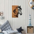 Decoratiune de perete, Horse 1, Lemn/metal, Dimensiune: 48 x 57 cm, Nuc / Negru