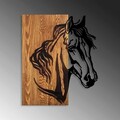 Decoratiune de perete, Horse 1, Lemn/metal, Dimensiune: 48 x 57 cm, Nuc / Negru