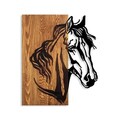 Decoratiune de perete, Horse 1, Lemn/metal, Dimensiune: 48 x 57 cm, Nuc / Negru