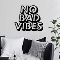 Decoratiune de perete, No Bad Vibes, Metal, Dimensiune: 63 x 1,5 x 55 cm, Negru