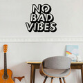Decoratiune de perete, No Bad Vibes, Metal, Dimensiune: 63 x 1,5 x 55 cm, Negru