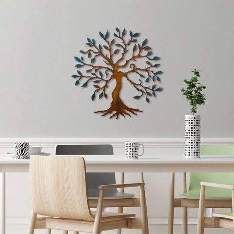 Decoratiune de perete, Tree, Metal, 60 x 60 cm, Multicolor