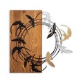 Decoratiune de perete, Spiral Birds 2, Lemn/metal, Dimensiune: 58 x 58 cm, Nuc / Negru
