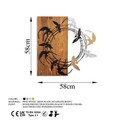 Decoratiune de perete, Spiral Birds 2, Lemn/metal, Dimensiune: 58 x 58 cm, Nuc / Negru
