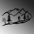 Decoratiune de perete, Mountain Climbing, Metal, 90 x 45 cm, Negru