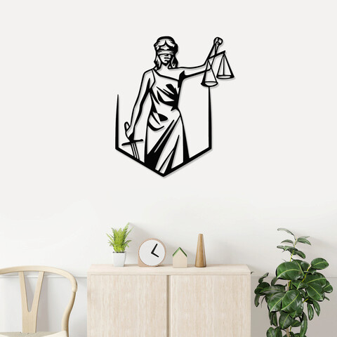 Decoratiune de perete, Justice, Dimensiune: 65 x 75 cm, Negru