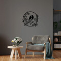 Decoratiune de perete, Birds Love 2, Metal, Dimensiune: 55 x 53 cm, Negru