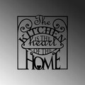 Decoratiune de perete, The Kitchen Is The Heart Of The Home, Metal, Dimensiune: 56 x 0,15 x 53 cm, Negru