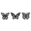 Decoratiune de perete, Butterflies 3, Metal, 32 x 26 cm, Negru