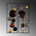 Decoratiune de perete, Textured, Metal, Latime: 32 cm / Inaltime: 92 cm / Adancime: 4 cm (2 bucati), Multicolor