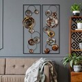 Decoratiune de perete, Textured, Metal, Latime: 32 cm / Inaltime: 92 cm / Adancime: 4 cm (2 bucati), Multicolor