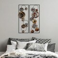 Decoratiune de perete, Textured, Metal, Latime: 32 cm / Inaltime: 92 cm / Adancime: 4 cm (2 bucati), Multicolor