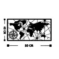 Decoratiune de perete, World Map Small 2, Metal, Dimensiune: 80 x 40 cm, Negru