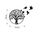 Decoratiune de perete, Tree And Birds, Metal, Dimensiune: 61 x 56 cm, Negru