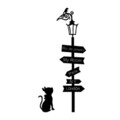 Decoratiune de perete, Where To Go ?, Metal, 25 x 1.5 x 39 cm, Negru