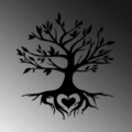 Decoratiune de perete, Tree And Heart, Metal, Dimensiune: 67 x 79 cm, Negru