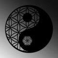 Decoratiune de perete, Yin & Yang, Metal, Dimensiune: 70 x 70 cm, Negru