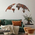 Decoratiune de perete, World Map Medium, Metal, 150 x 59 cm, Multicolor