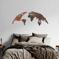 Decoratiune de perete, World Map Medium, Metal, 150 x 59 cm, Multicolor
