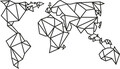 Decoratiune de perete, World Map2, Metal, 100 x 58 cm, Negru