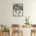 Decoratiune de perete, Flower Woman, Dimensiune: 60 x 75 cm, Negru
