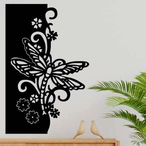 Decoratiune de perete, Dragonfly, 100 x 65 cm, Negru
