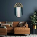 Decoratiune de perete, Rise, Macrame, Metal, Auriu / Albastru / Turcoaz / Alb