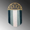 Decoratiune de perete, Rise, Macrame, Metal, Auriu / Albastru / Turcoaz / Alb