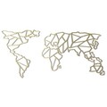 Decoratiune de perete, World Map, Metal, Dimensiune: 60 x 120 cm, Auriu